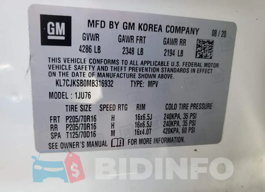 KL7CJKSB0MB316932 Photo# 12