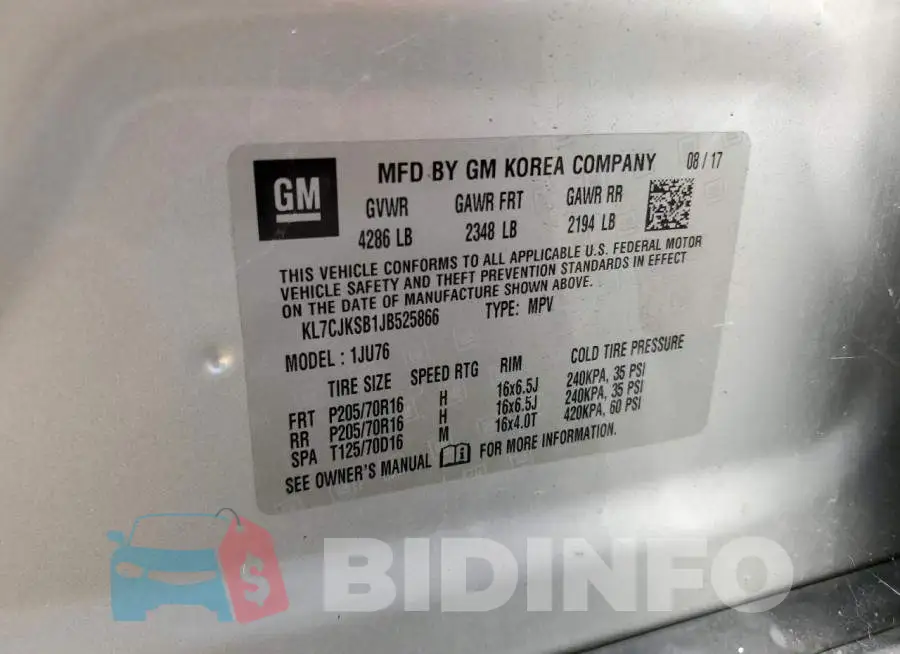 KL7CJKSB1JB525866 Photo# 12