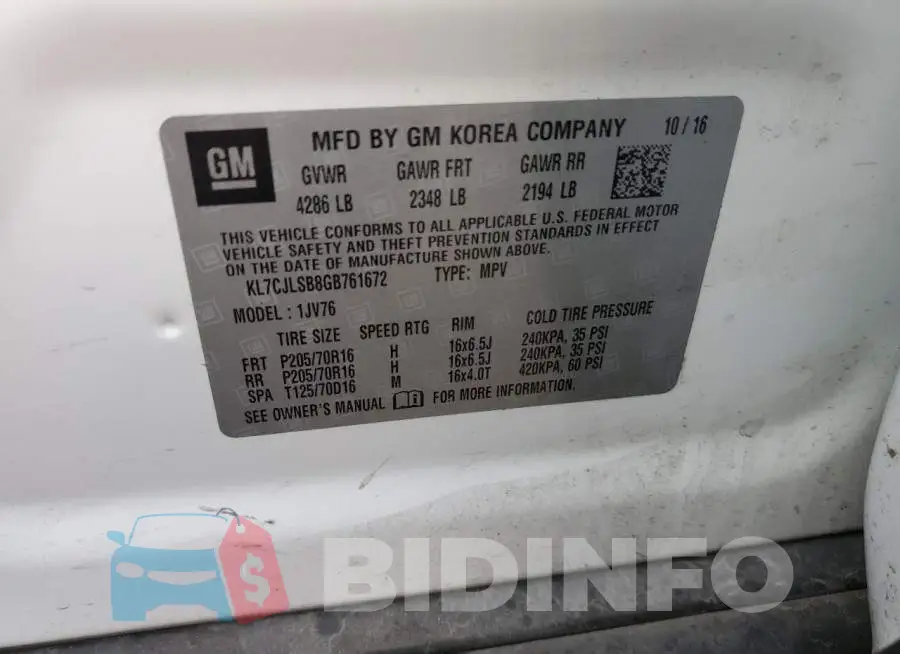 KL7CJLSB8GB761672 Photo# 13