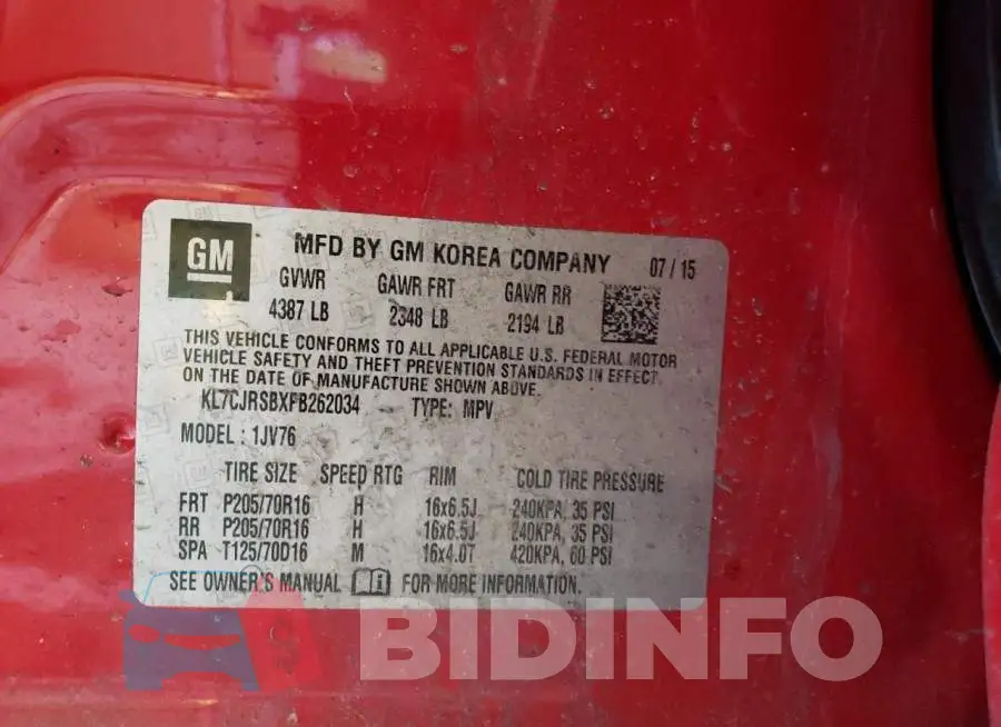 KL7CJRSBXFB262034 Photo# 12