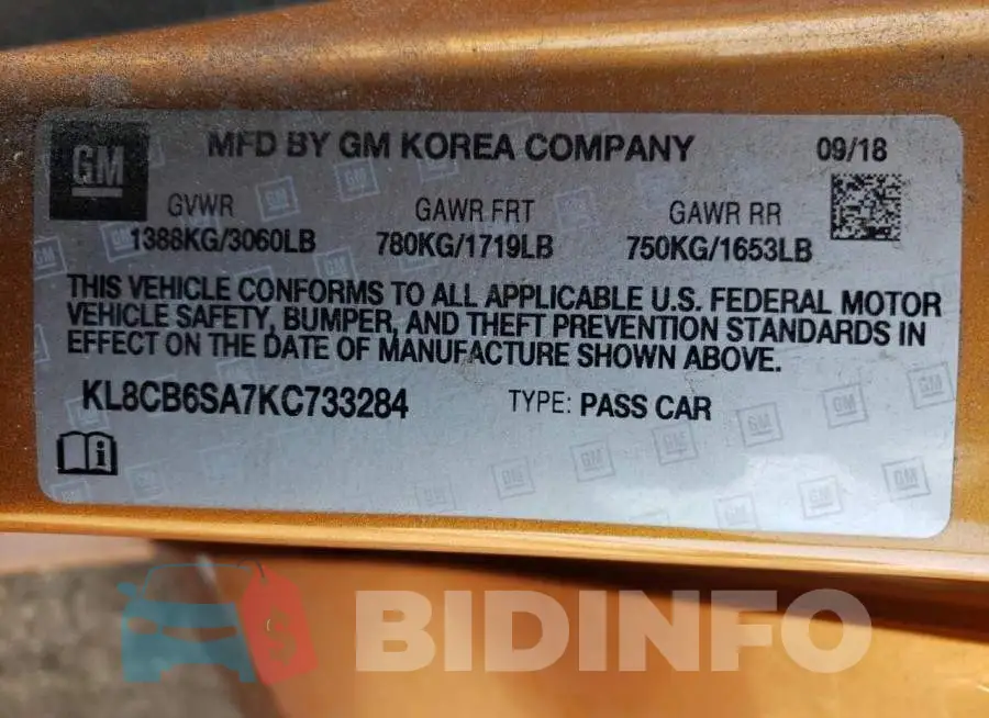 KL8CB6SA7KC733284 Photo# 12