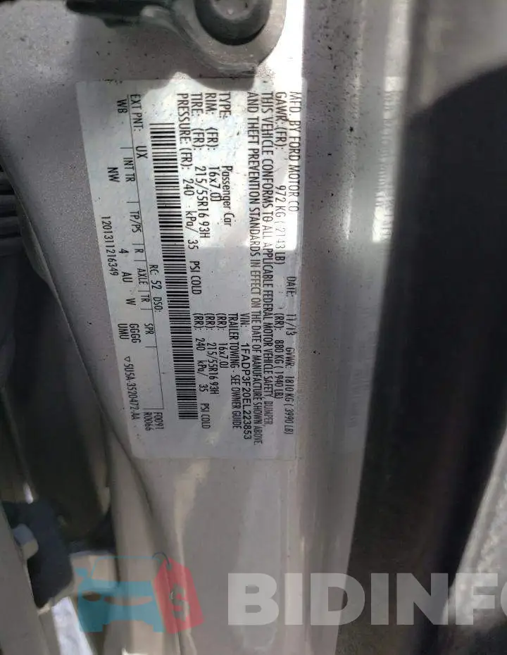 1FADP3F20EL223853 Photo# 12