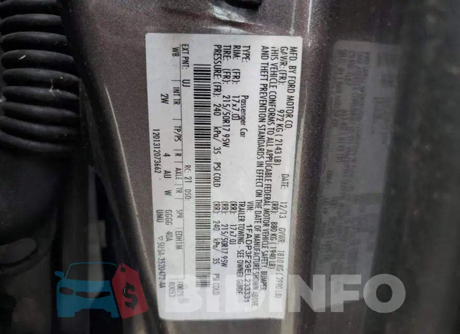 1FADP3F29EL233331 Photo# 12