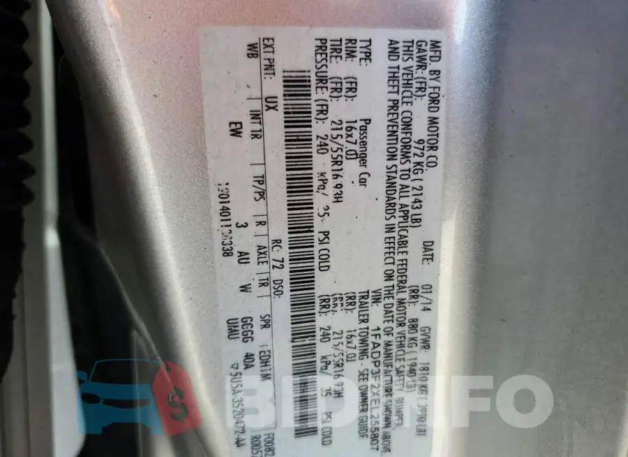 1FADP3F2XEL255807 Photo# 12
