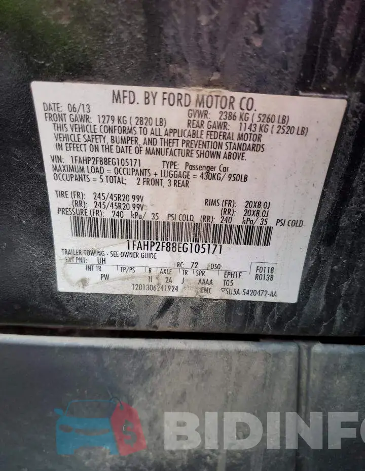 1FAHP2F88EG105171 Photo# 12