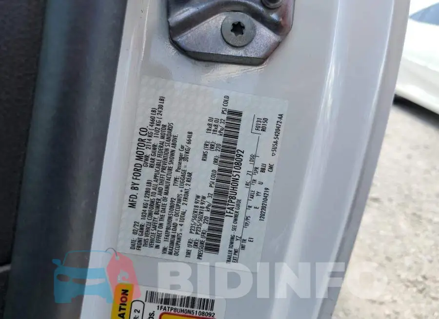1FATP8UH0N5108092 Photo# 12