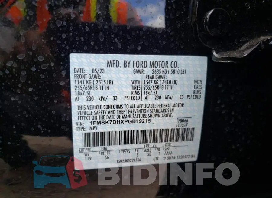 1FMSK7DHXPGB19215 Photo# 13
