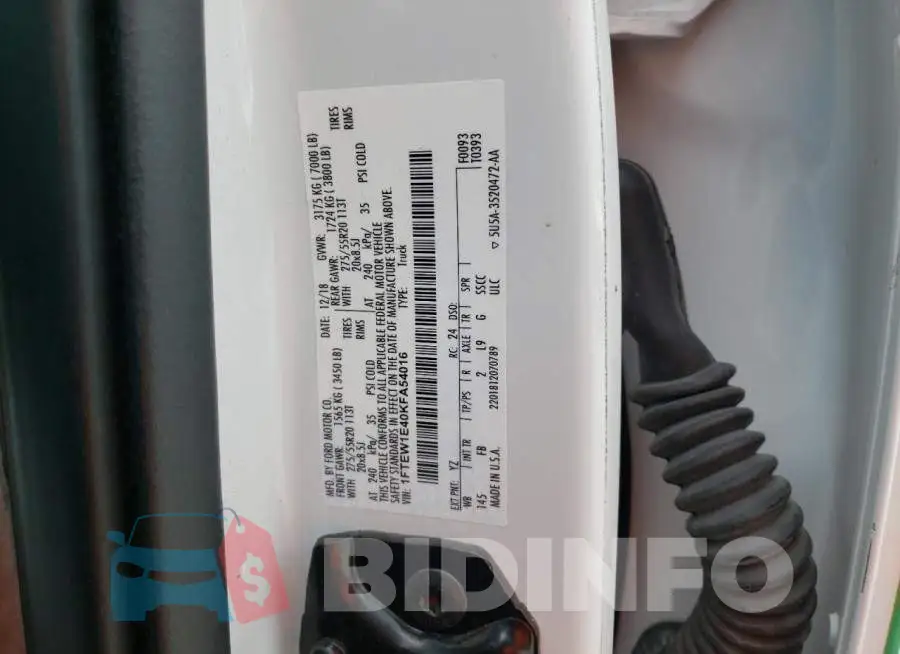1FTEW1E40KFA54016 Photo# 10
