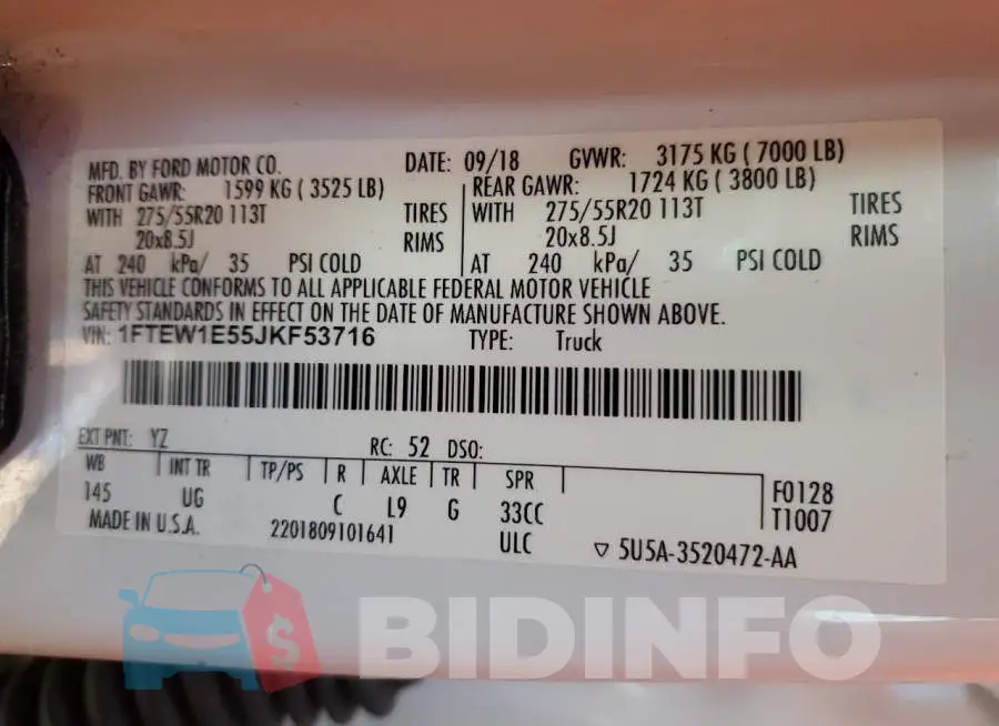 1FTEW1E55JKF53716 Photo# 12