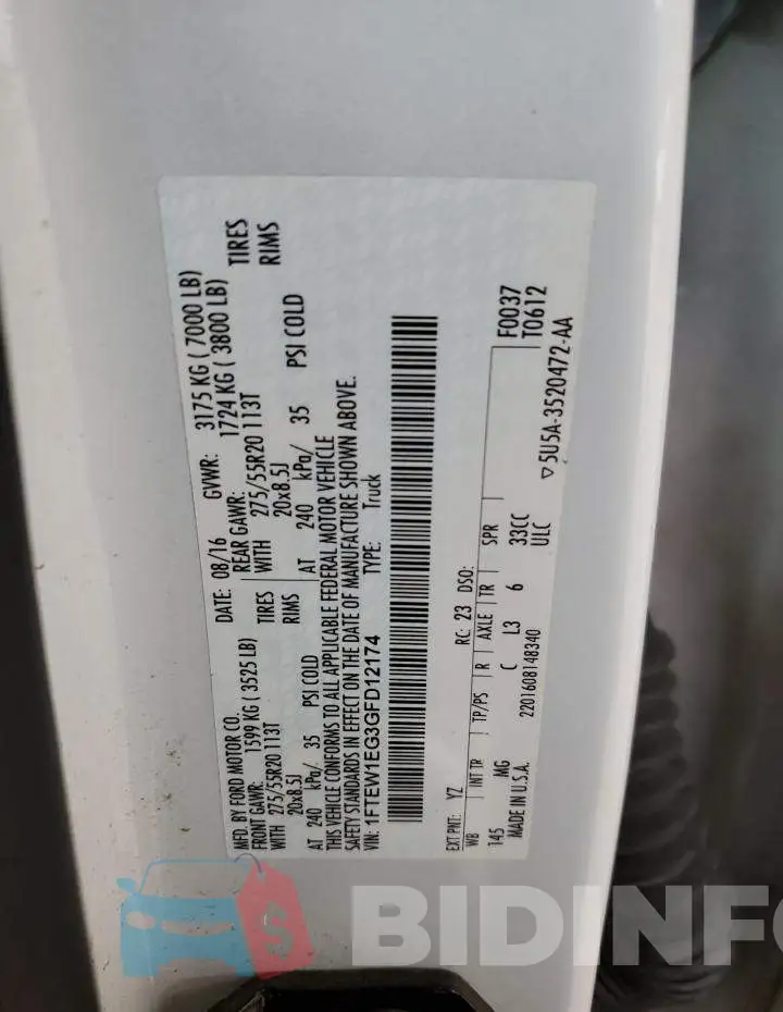 1FTEW1EG3GFD12174 Photo# 12