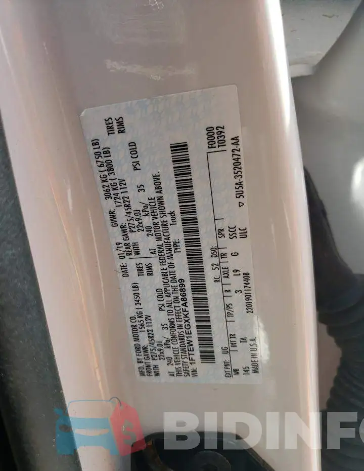 1FTEW1EGXKFA86899 Photo# 12