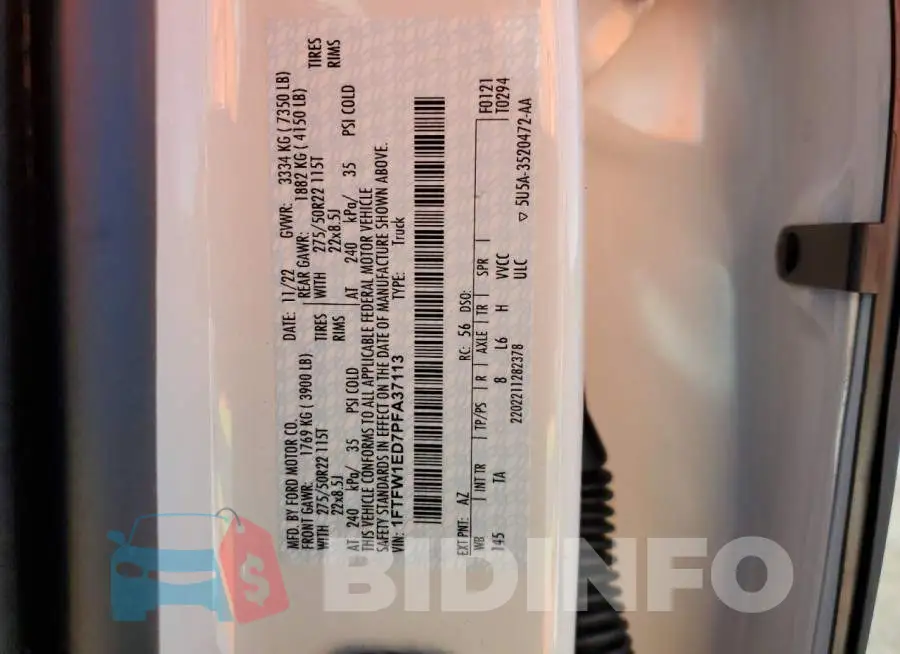 1FTFW1ED7PFA37113 Photo# 12