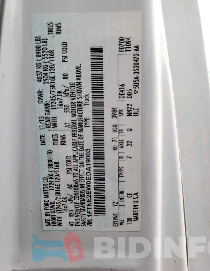 1FTNE2EW0EDA19003 Photo# 13