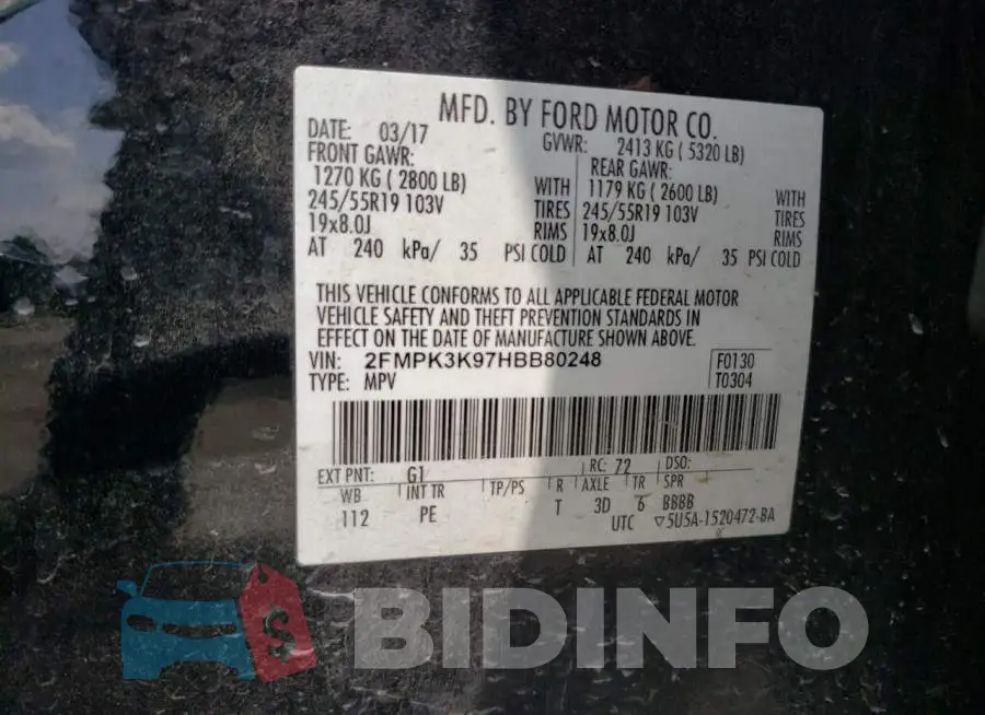 2FMPK3K97HBB80248 Photo# 12