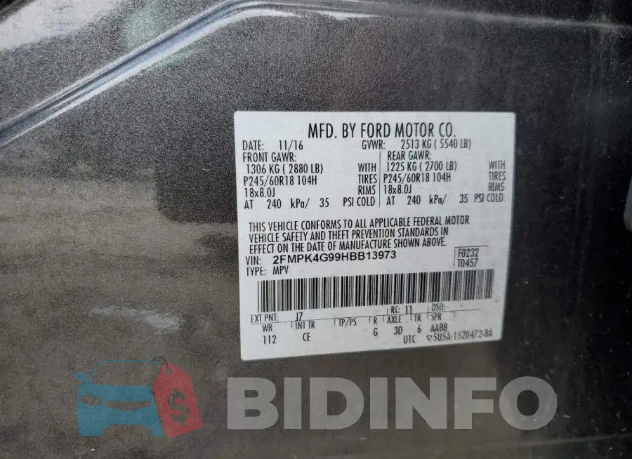 2FMPK4G99HBB13973 Photo# 12