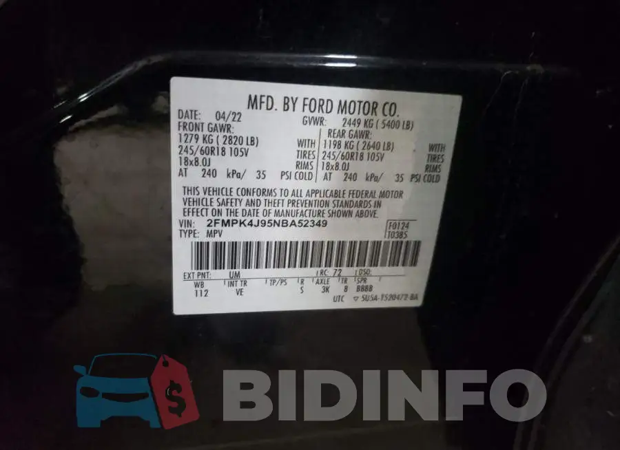 2FMPK4J95NBA52349 Photo# 13