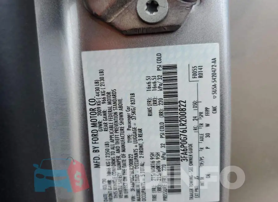 3FA6P0G76LR200822 Photo# 12