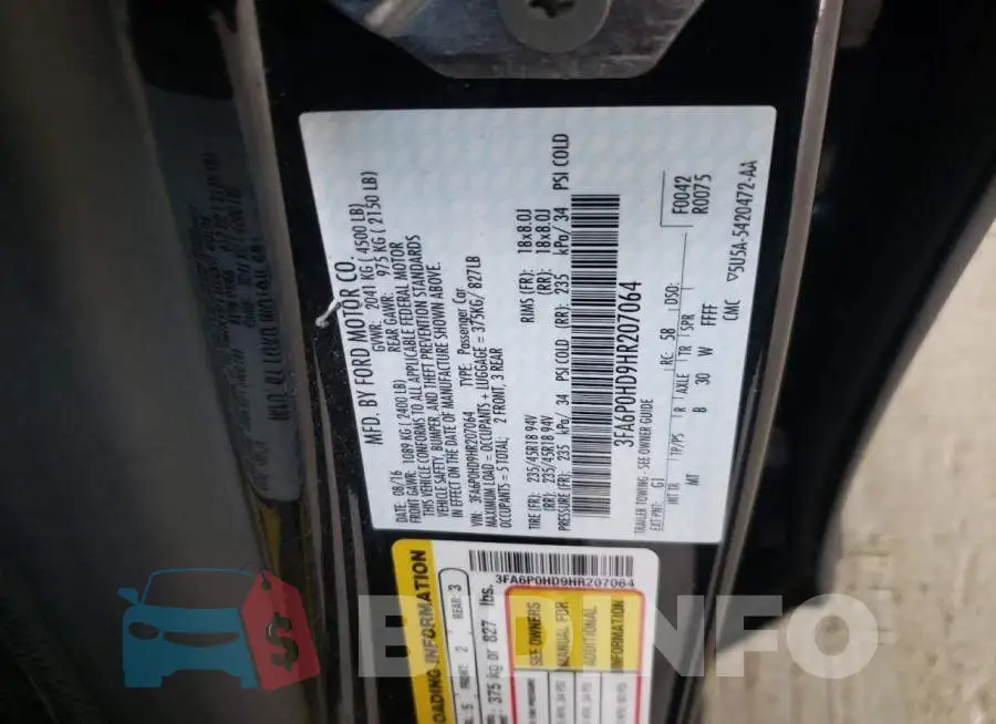 3FA6P0HD9HR207064 Photo# 12