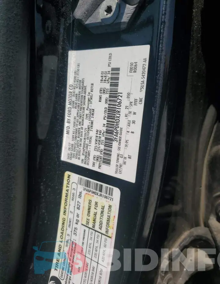 3FA6P0HDXJR106721 Photo# 12