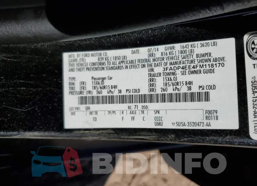 3FADP4EE4FM118170 Photo# 12