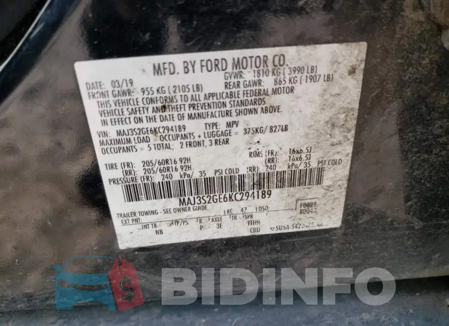 MAJ3S2GE6KC294189 Photo# 12