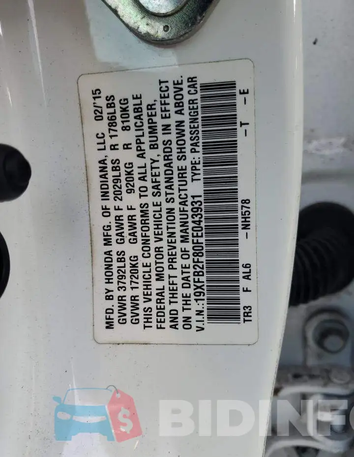 19XFB2F80FE043931 Photo# 13