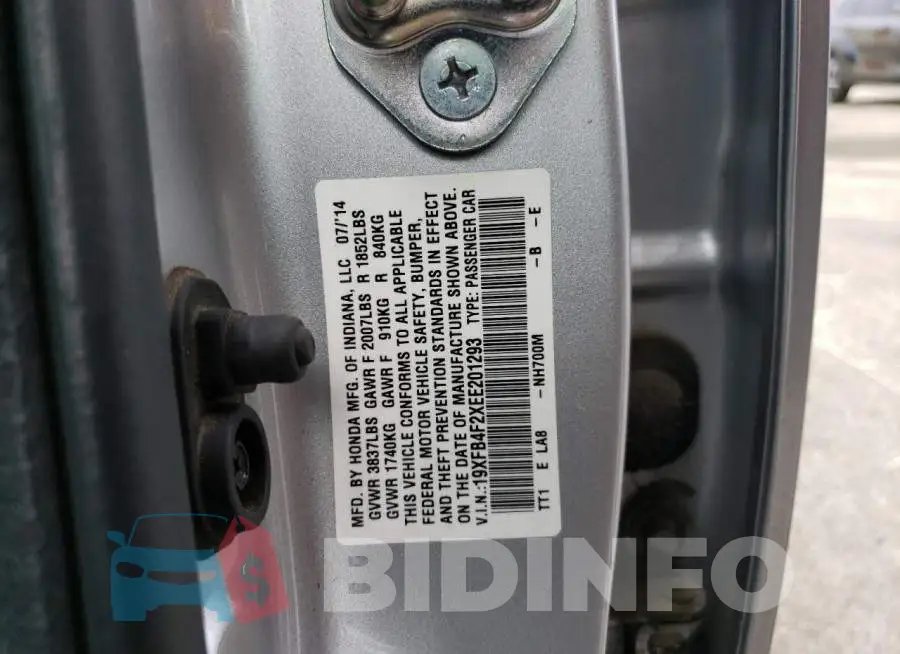 19XFB4F2XEE201293 Photo# 12