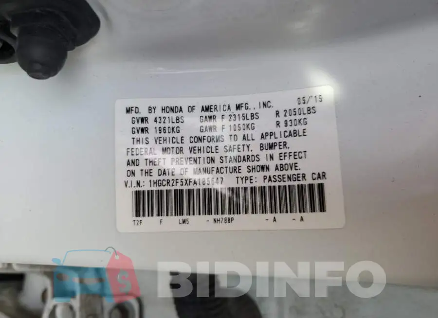 1HGCR2F5XFA185647 Photo# 12