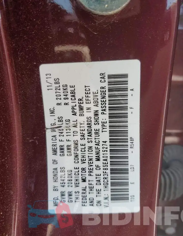 1HGCR3F85EA015274 Photo# 12