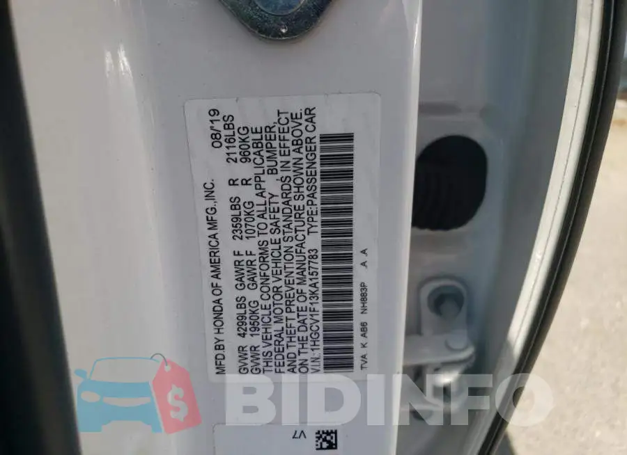 1HGCV1F13KA157783 Photo# 13