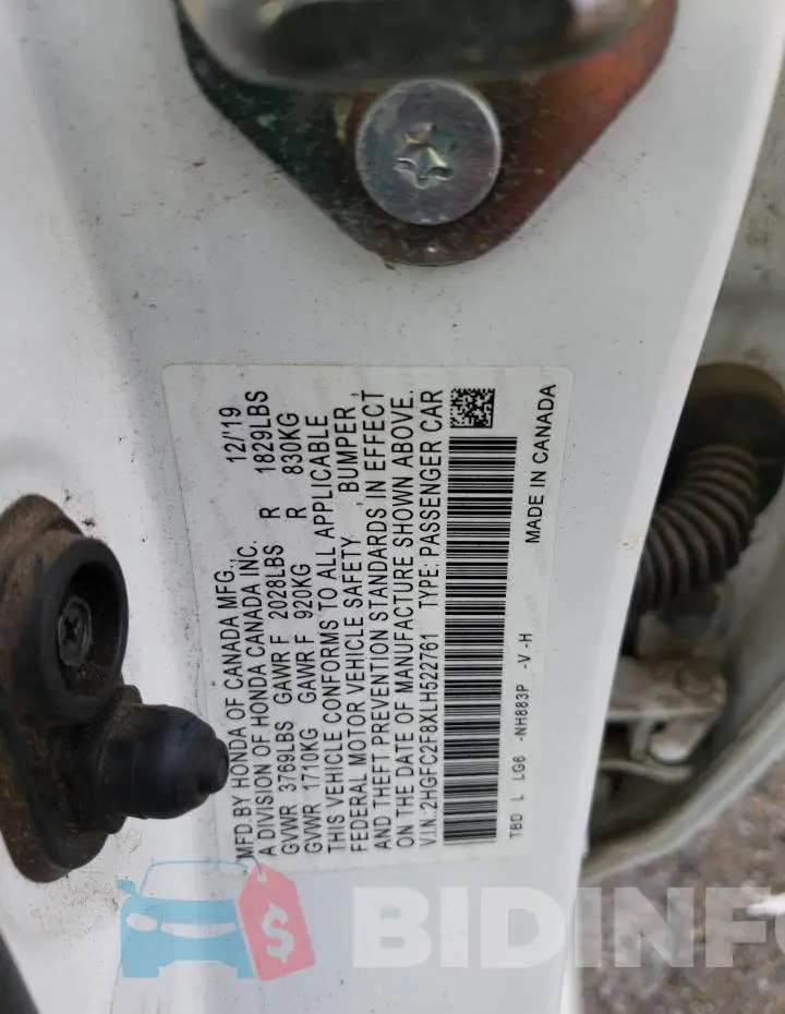 2HGFC2F8XLH522761 Photo# 12