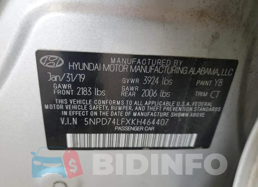 5NPD74LFXKH464407 Photo# 13