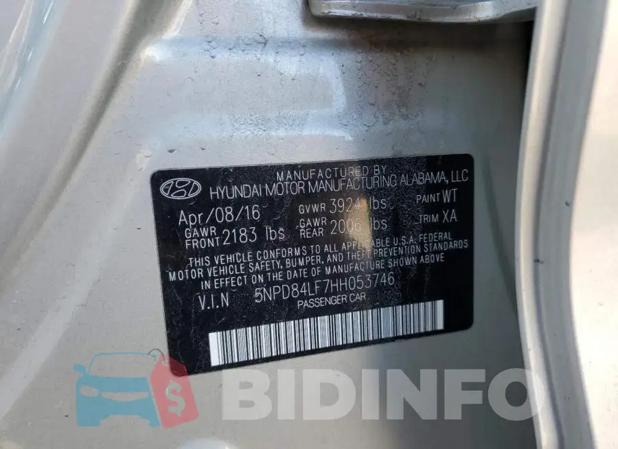 5NPD84LF7HH053746 Photo# 12