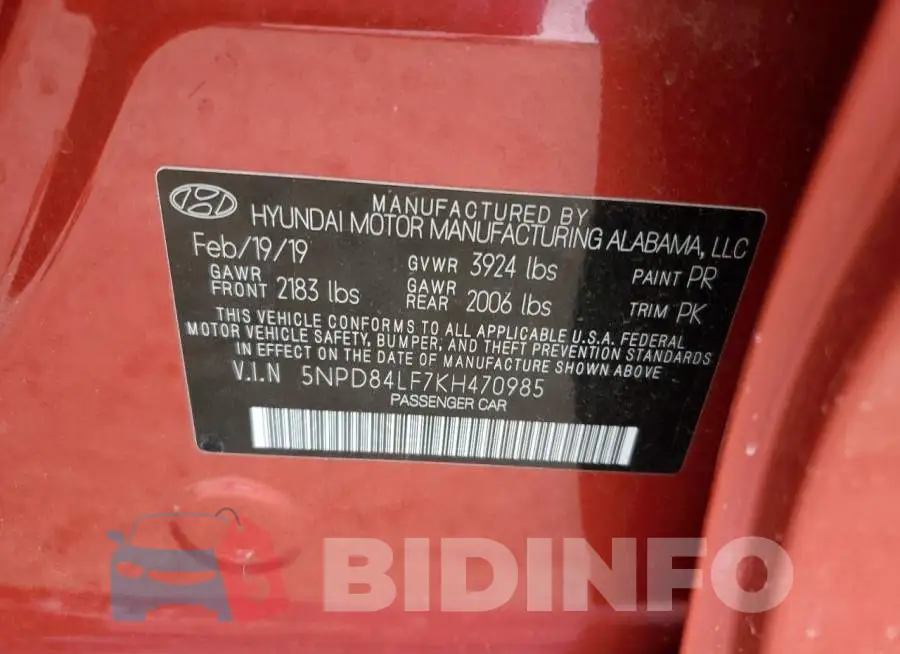 5NPD84LF7KH470985 Photo# 12
