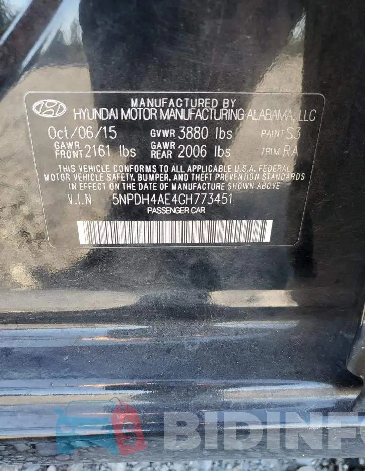 5NPDH4AE4GH773451 Photo# 12