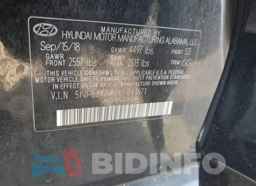 5NPE24AF2KH741671 Photo# 12