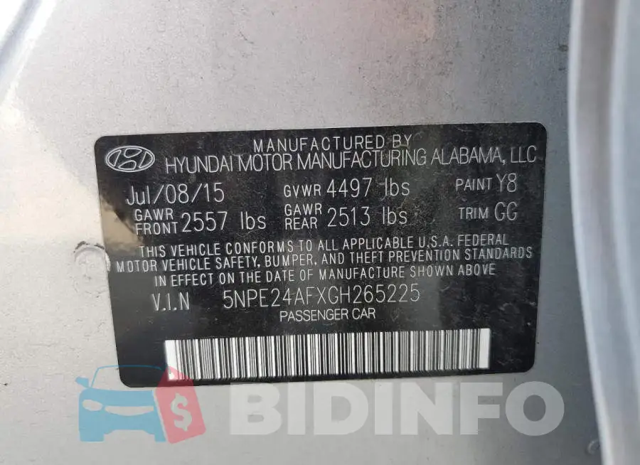 5NPE24AFXGH265225 Photo# 12