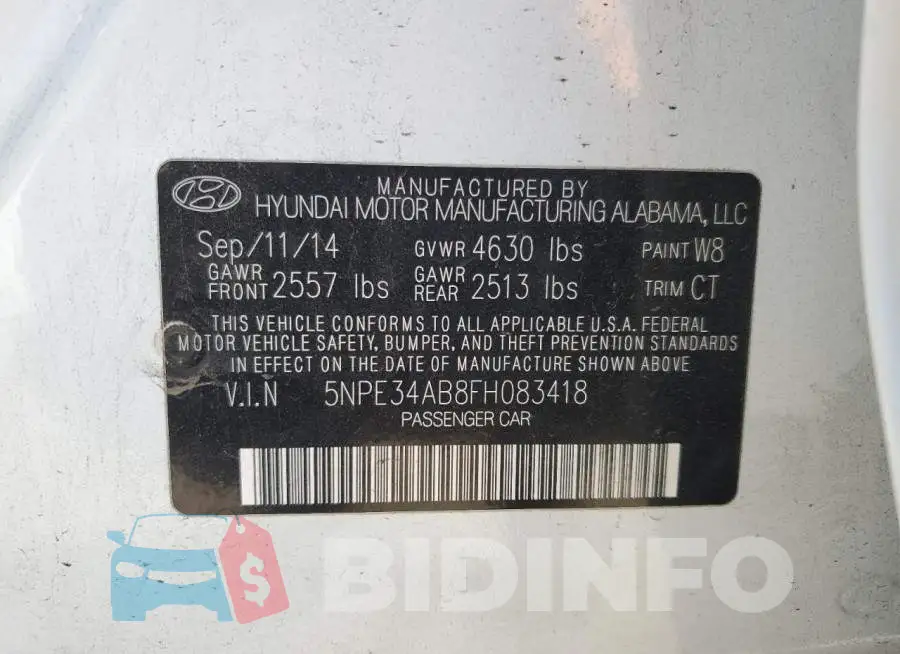 5NPE34AB8FH083418 Photo# 12