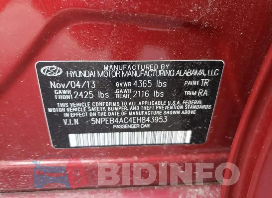 5NPEB4AC4EH843953 Photo# 12