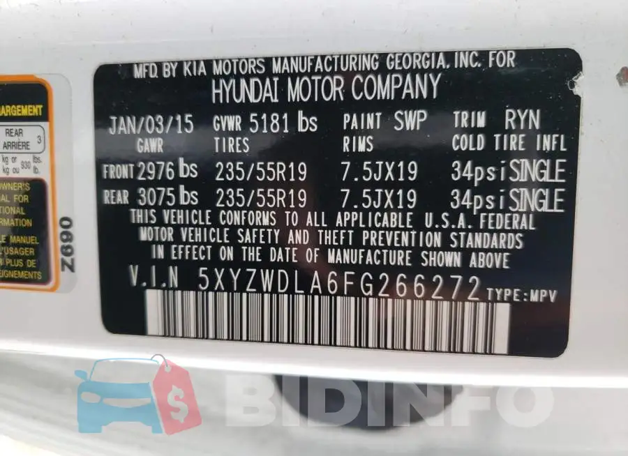 5XYZWDLA6FG266272 Photo# 12