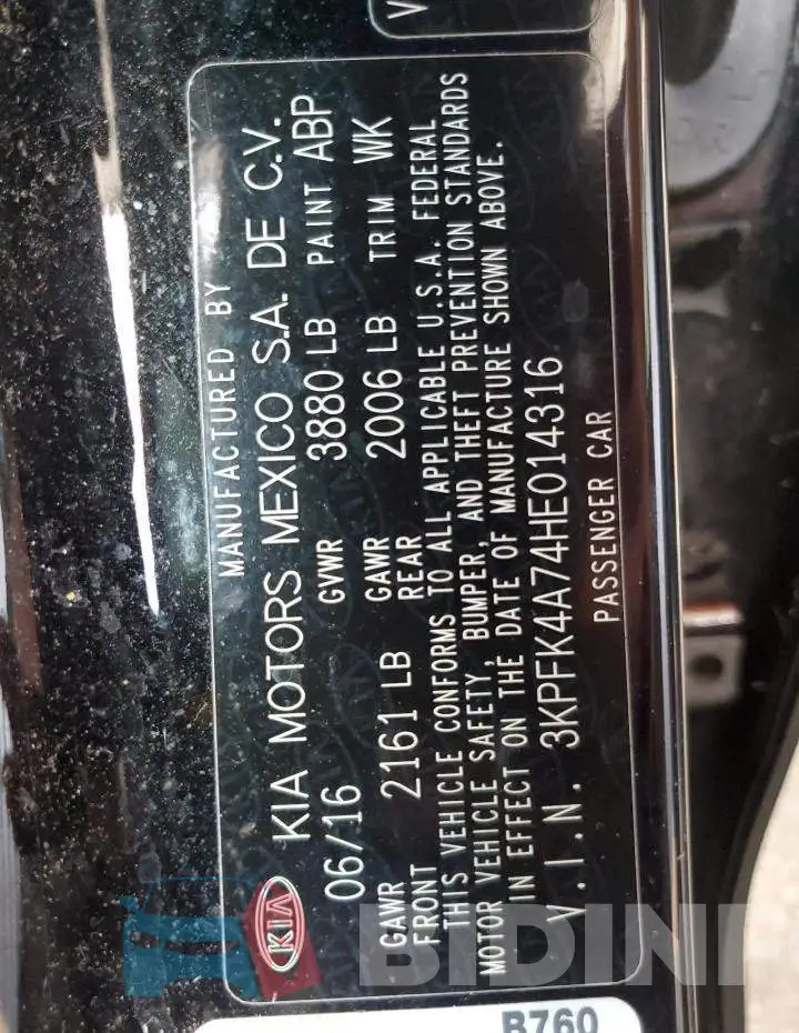 3KPFK4A74HE014316 Photo# 13