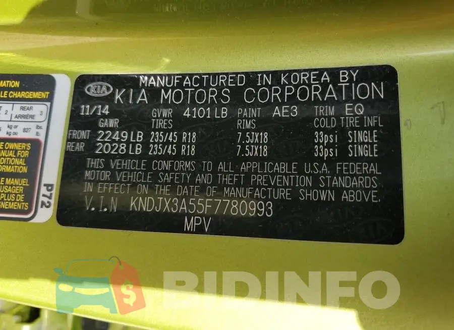 KNDJX3A55F7780993 Photo# 12