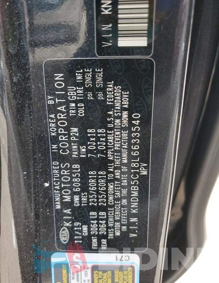 KNDMB5C18L6633540 Photo# 13