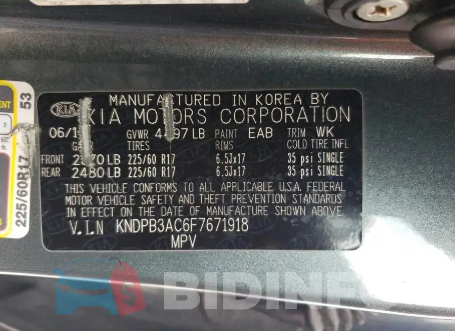 KNDPB3AC6F7671918 Photo# 12