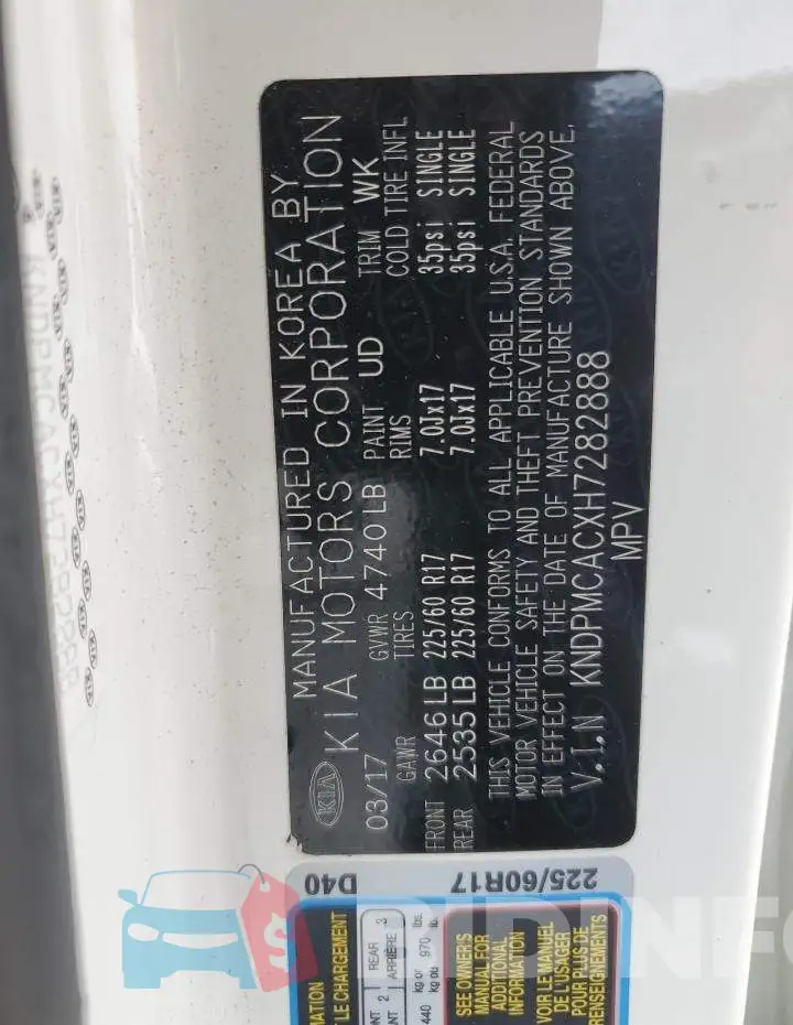 KNDPMCACXH7282888 Photo# 13