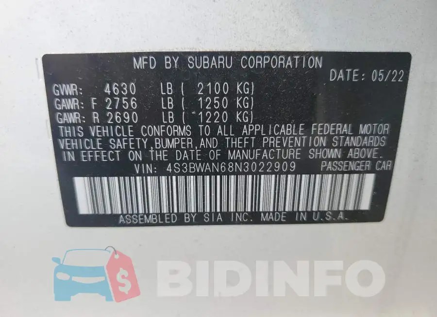 4S3BWAN68N3022909 Photo# 13
