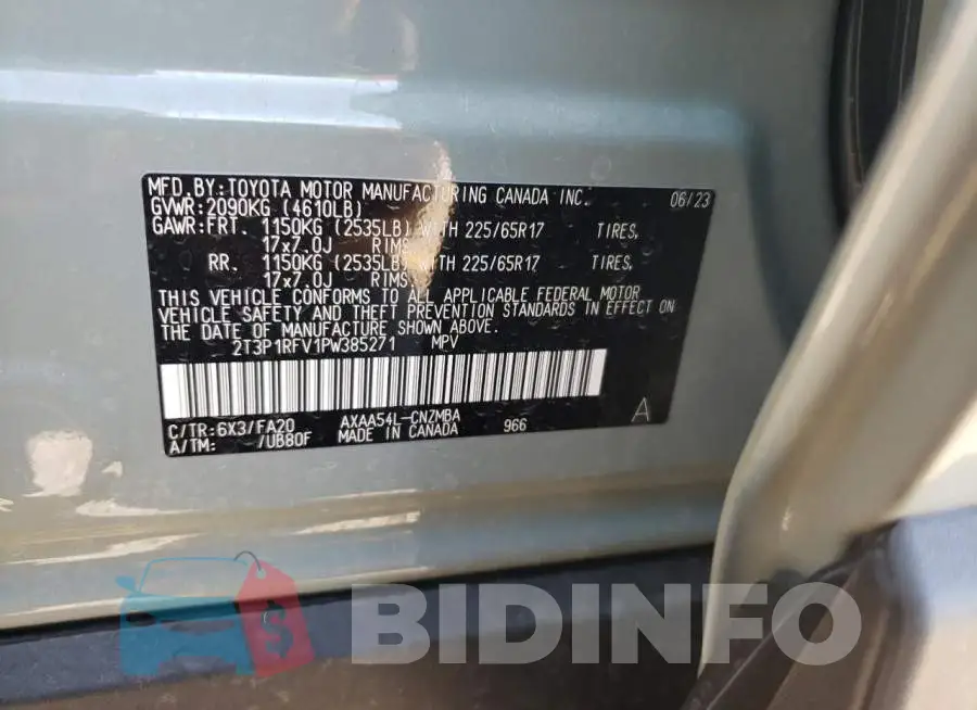 2T3P1RFV1PW385271 Photo# 12