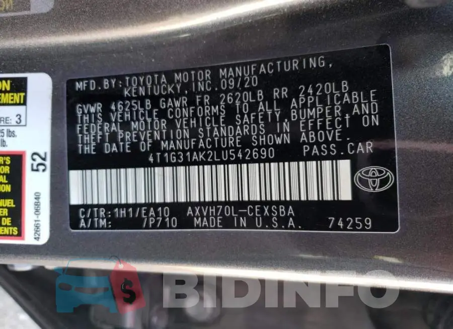 4T1G31AK2LU542690 Photo# 12