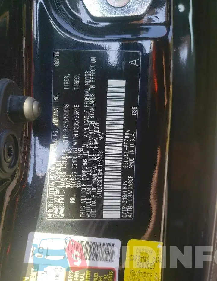 5TDDZ3DCXHS149778 Photo# 13