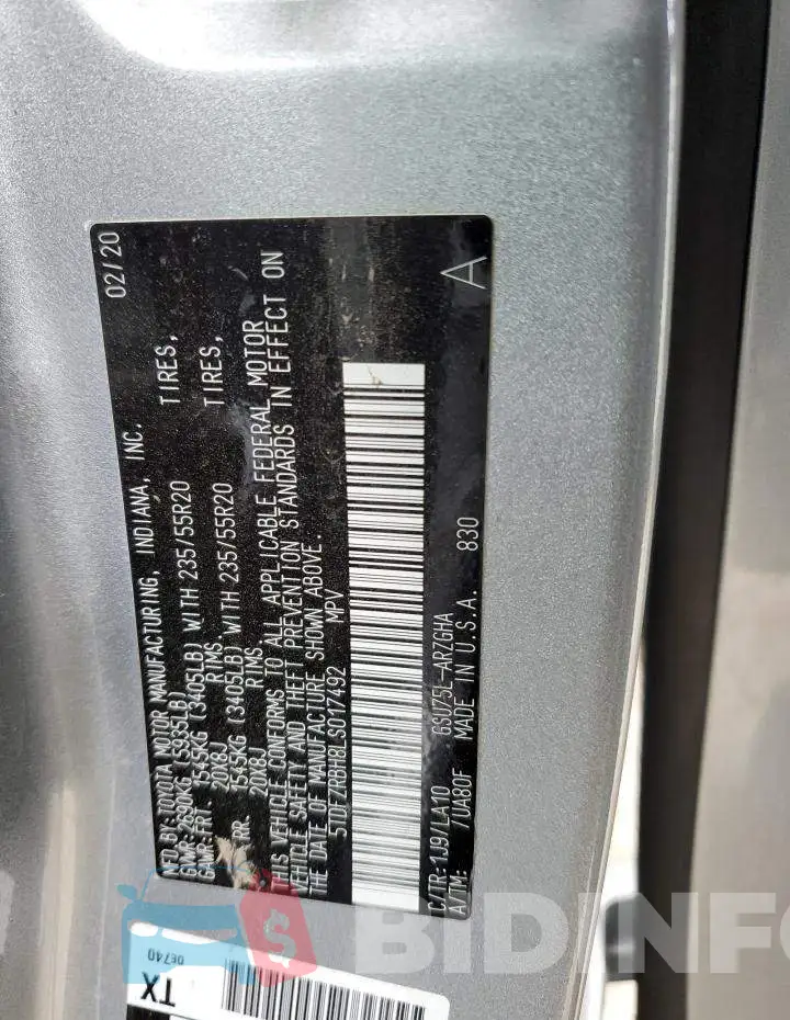 5TDFZRBH8LS017492 Photo# 13